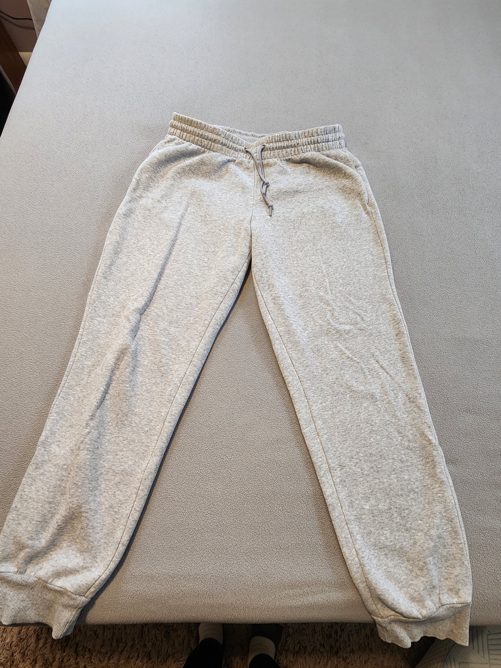 adidas Light Gray Fleece Joggers with Drawstring Waist